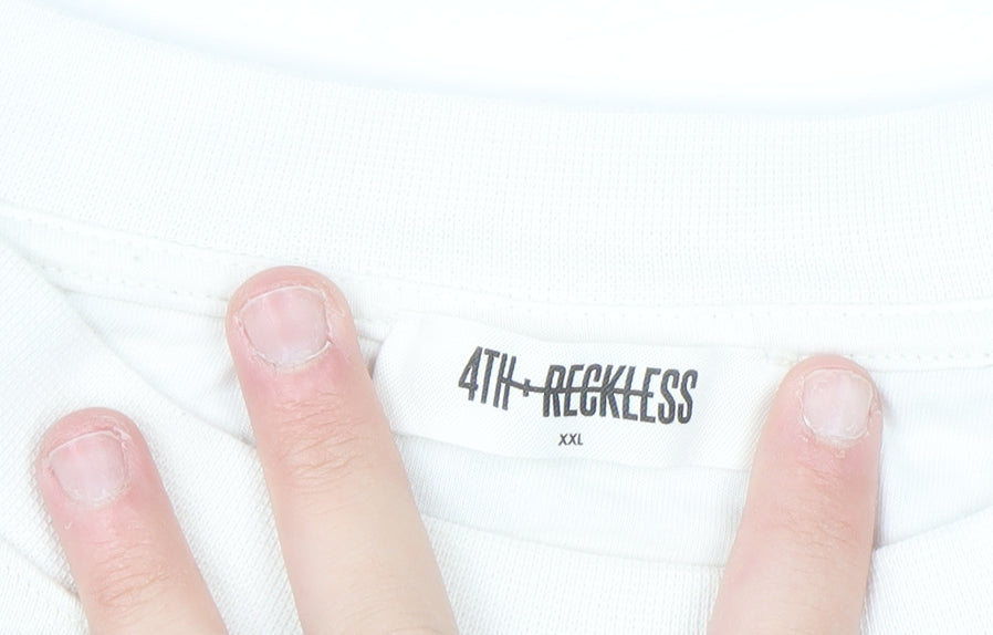 4th & Reckless Women Black White Striped Paris Pullover Sweatshirt XXL