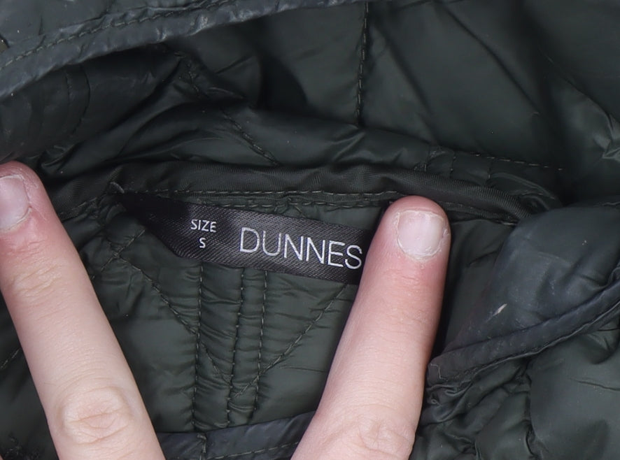 Dunnes Stores Men's Green Quilted Hooded Long Coat Size S