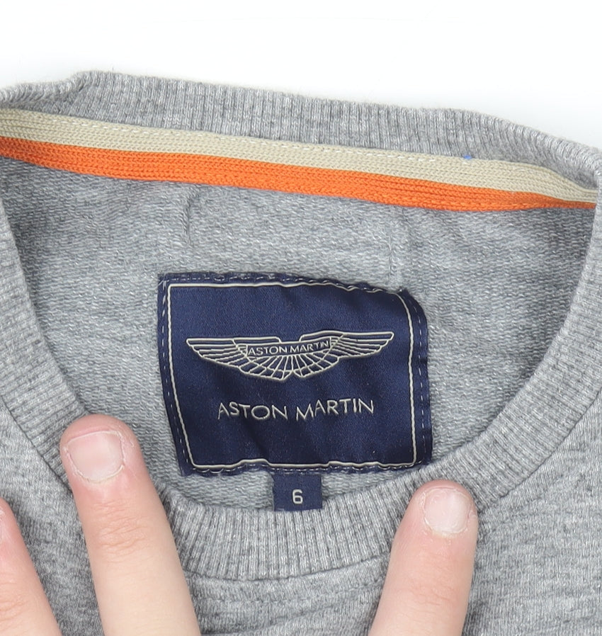 Aston Martin Boys Grey Cotton Pullover Sweatshirt Size 6 Years