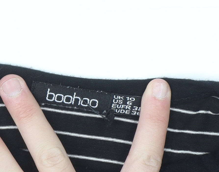 Boohoo Women Black Striped T-Shirt Dress Size 10