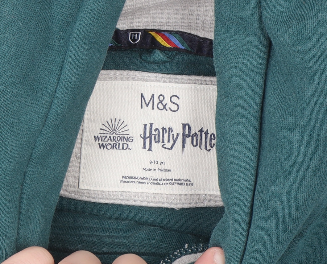 Marks & Spencer Boys Green Harry Potter Slytherin Pullover Hoodie 9-10 Years