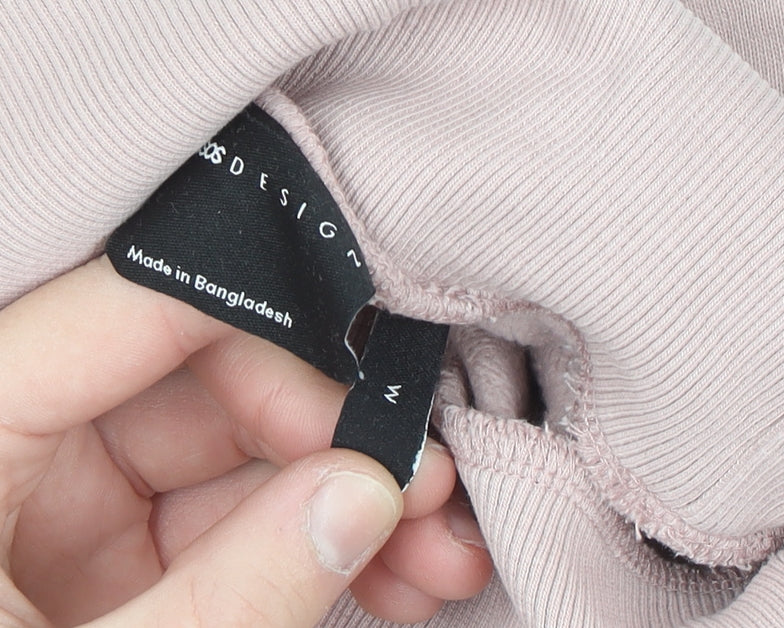 ASOS Design Womens Pink Roll Neck Pullover Sweatshirt Size M Cotton Blend