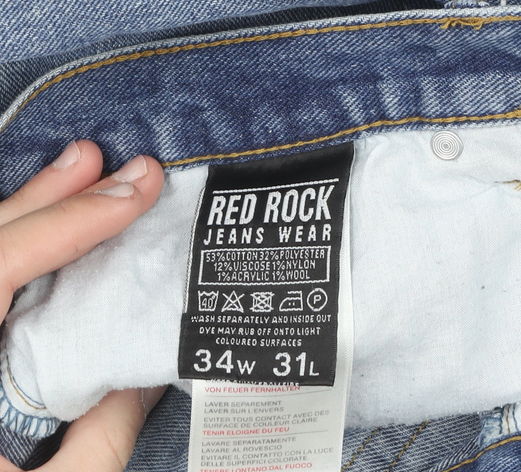 Red Rock Men's Blue Straight Leg Denim Jeans 34W 31L