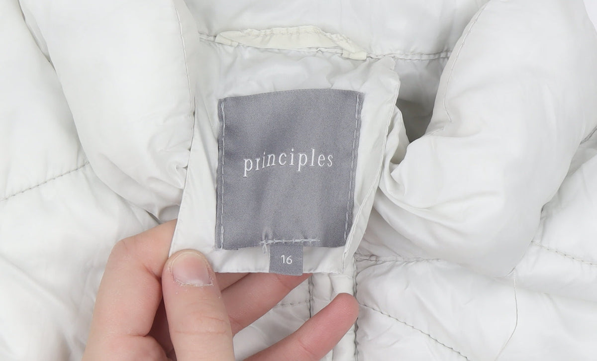 Principles Women's White Quilted Puffer Waistcoat Size 16