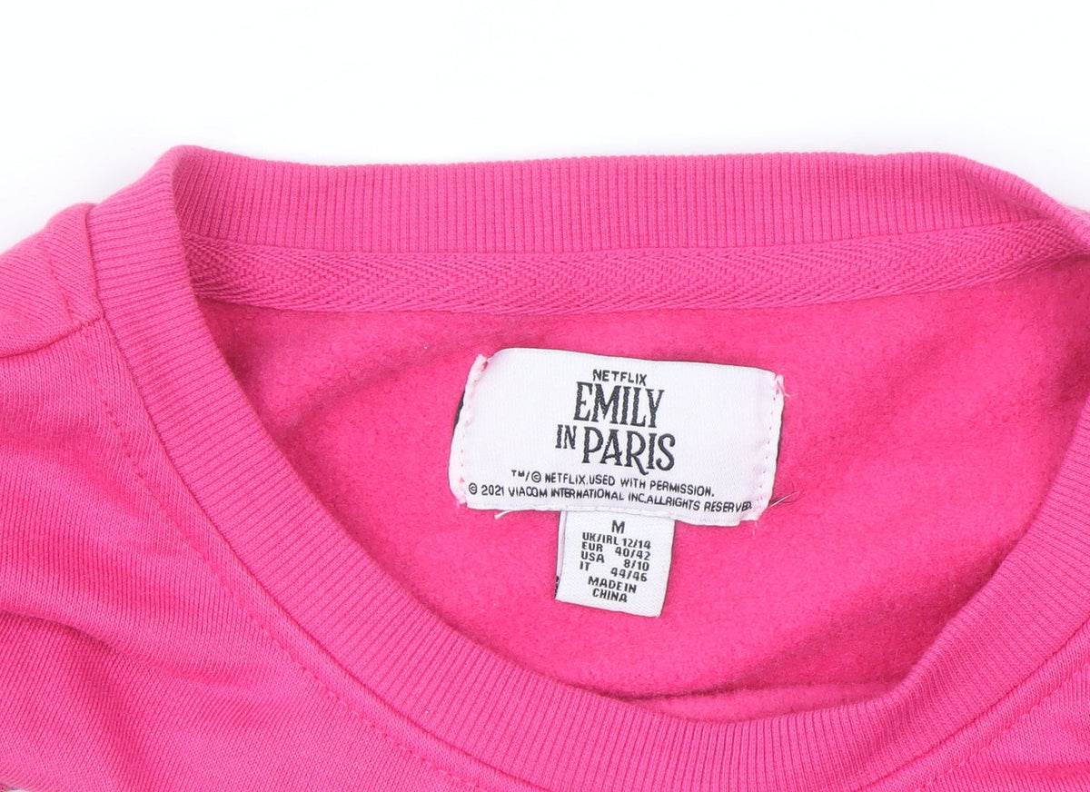 Emily in Paris Women's Pink Crew Neck Pullover Sweatshirt M
