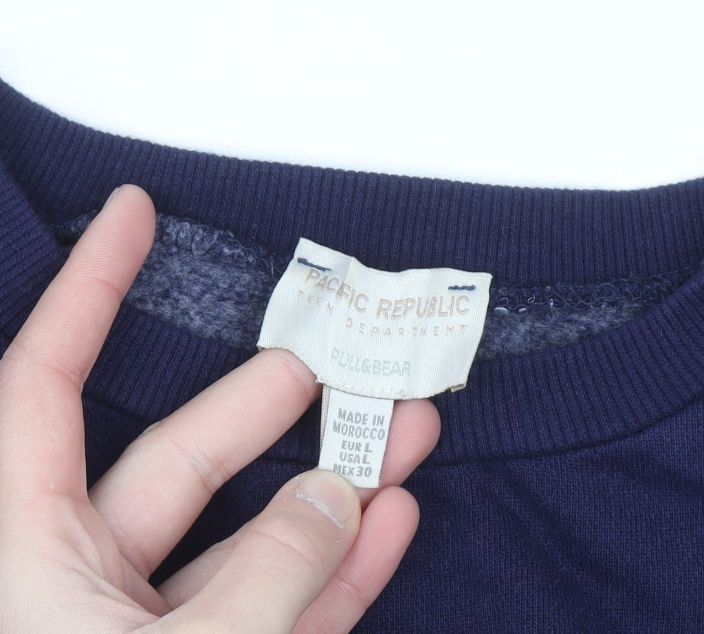 Pull&Bear Men's Blue 'New York Athletic' Crew Neck Sweatshirt L