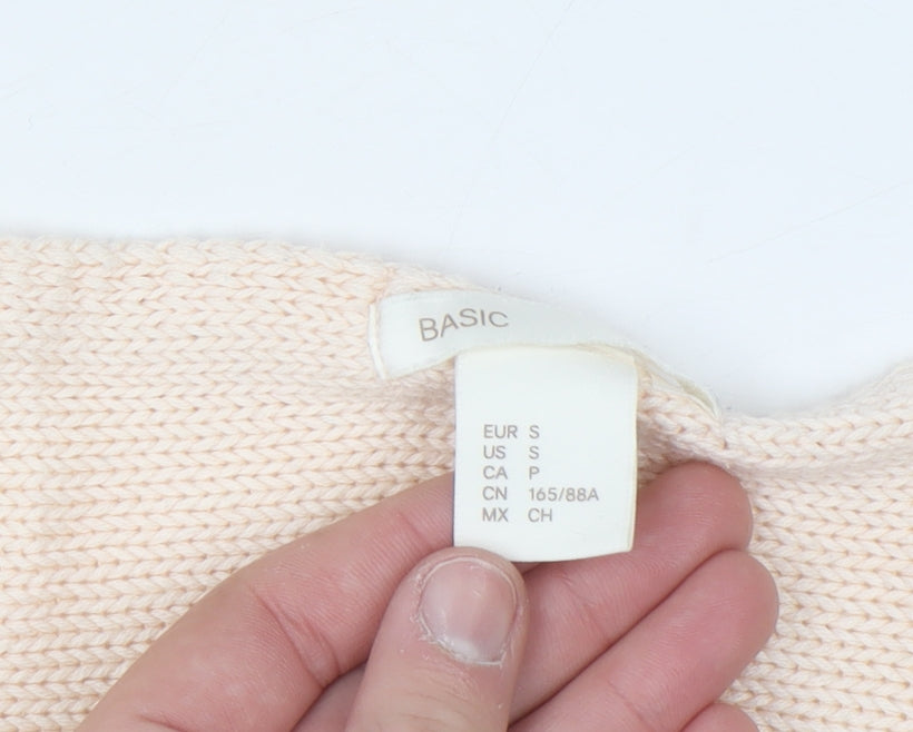Basic Women Beige 8 Boat Neck Knit 3/4 Sleeve Pullover Jumper