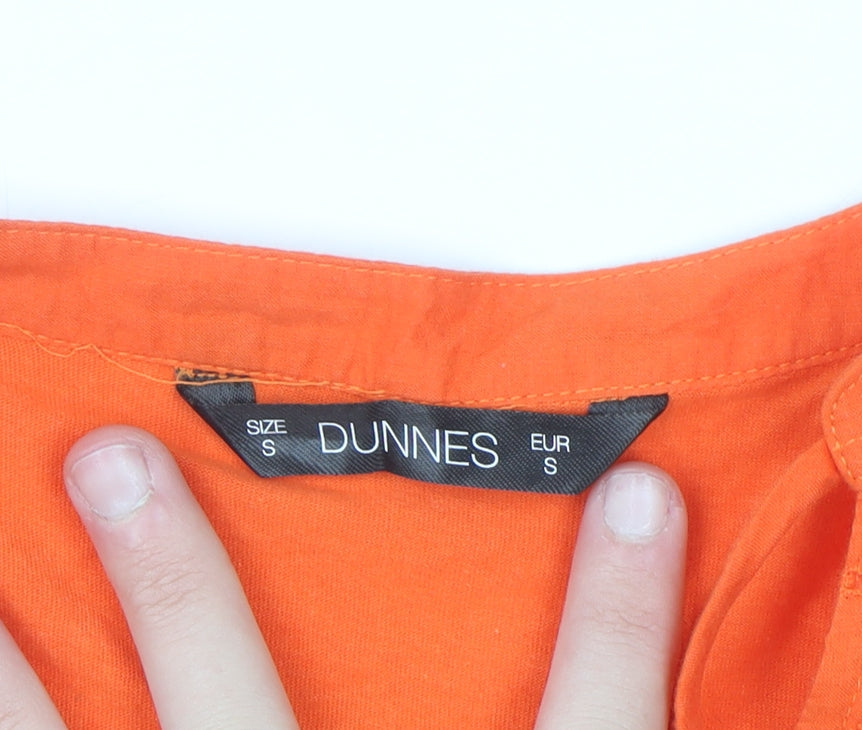 Dunnes Women Orange Cotton Tassel Tunic Blouse Size S
