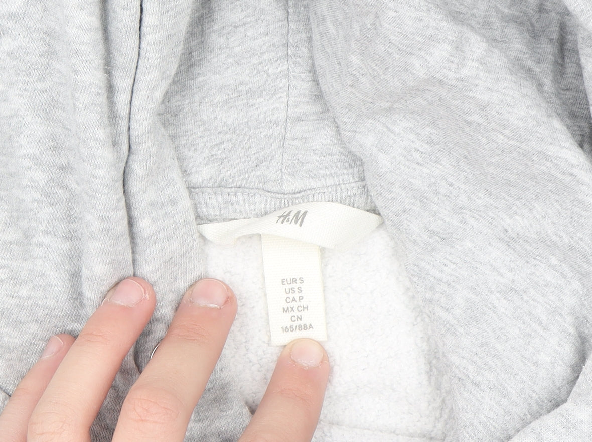 H&M Women Grey Harvard Pullover Hoodie Small Cotton Blend