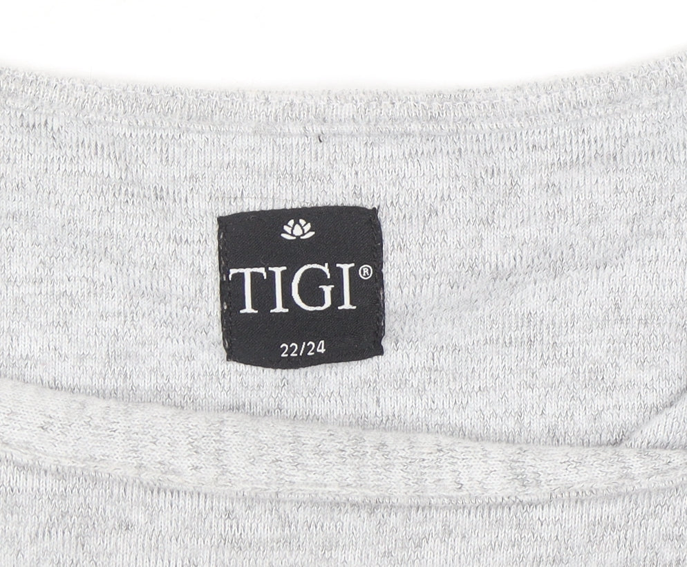 TIGI Womens Plus Grey 3/4 Sleeve Square Neck Pullover Jumper Size 22/24
