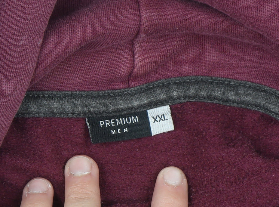Premium Men Red 2XL Pullover Hoodie Graphic Print Fleece