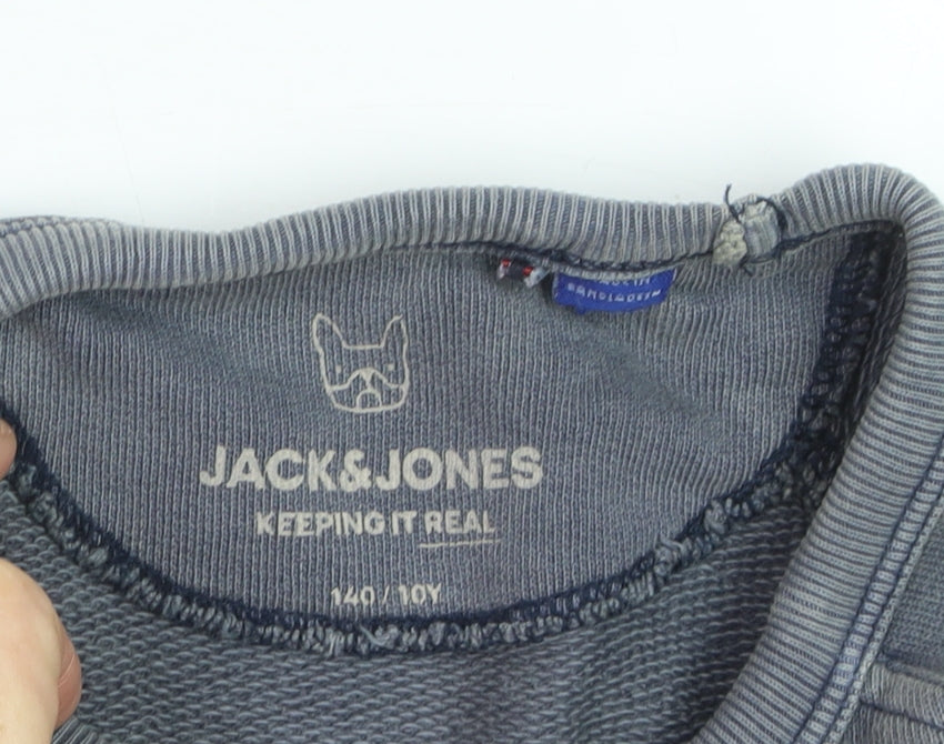 Jack & Jones Boys Grey Pullover Graphic Print Cotton Jumper 10 Years