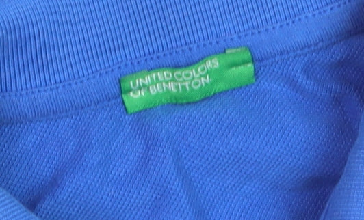 United Colors of Benetton Boys Blue 7-8 Years Cotton Polo Shirt