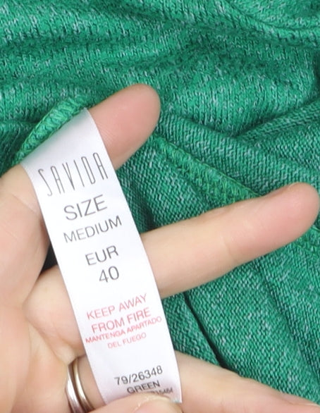 Savida Women's Green Mock Neck Ruffle Sleeve Pullover Jumper Size 12