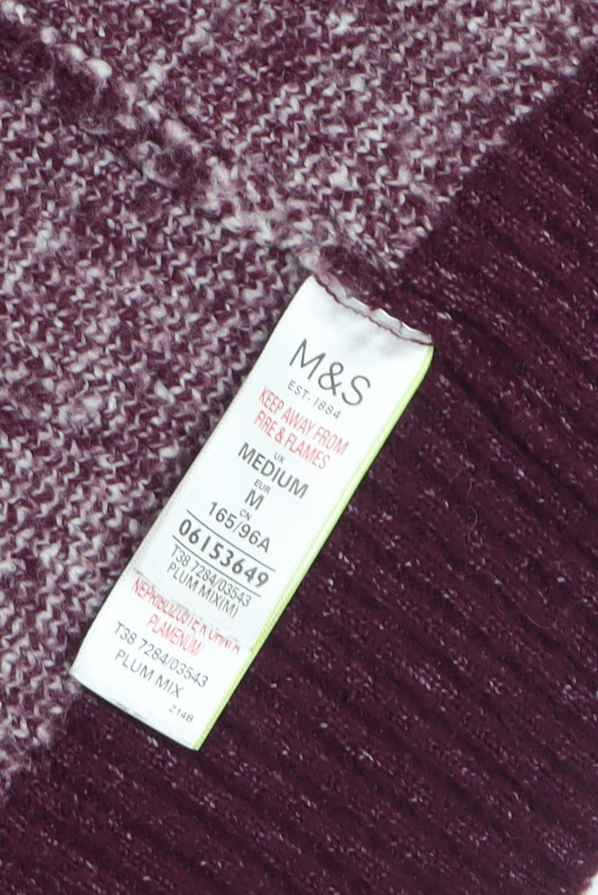 Marks & Spencer Women’s Purple Check Longline Cardigan Size M