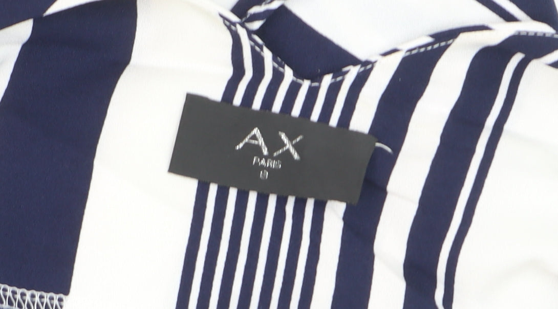 AX Paris Women’s Navy & White Striped Belted Jumpsuit Size 8 Summer Casual