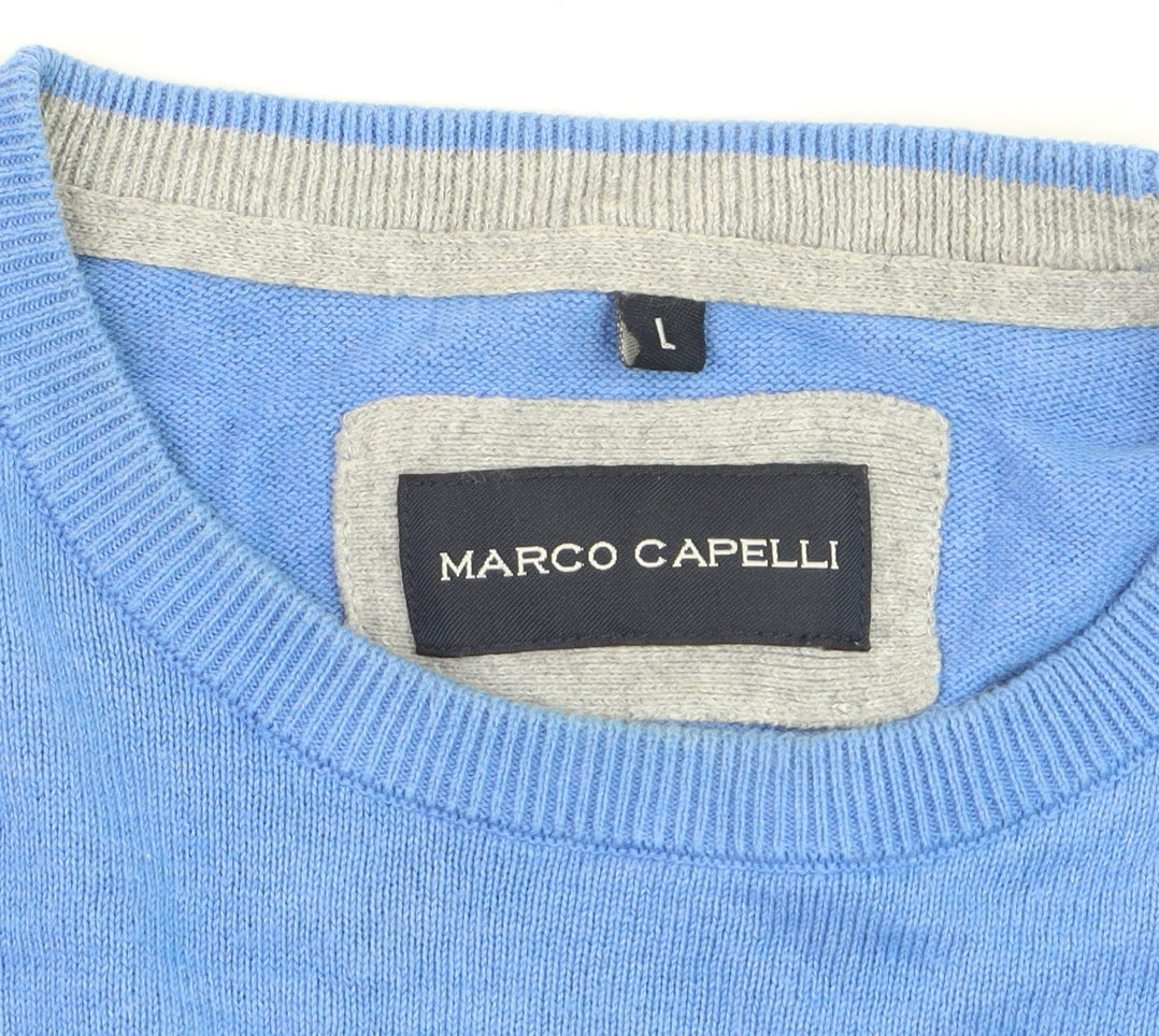 Marco Capelli Men's Blue Cotton Crew Neck Pullover Jumper L