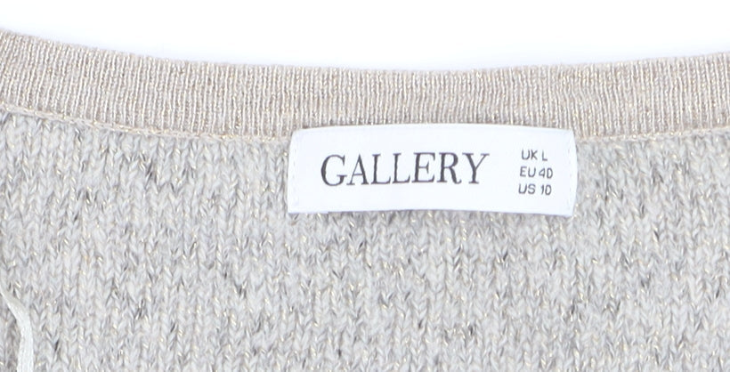 Gallery Womens Beige Wool Blend Long Sleeve Cardigan UK L