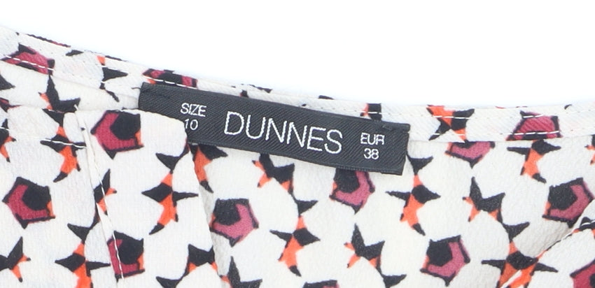 Dunnes Women’s Multicoloured Geometric V-Neck Long Sleeve Blouse Size 10