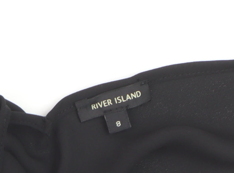 River Island Women's Black Size 8 Slip Dress Sleeveless Knee Length
