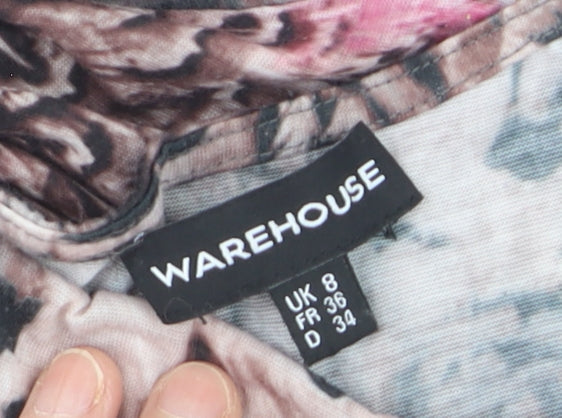 Warehouse Women’s Multicoloured Animal Print Wrap Blouse UK 8