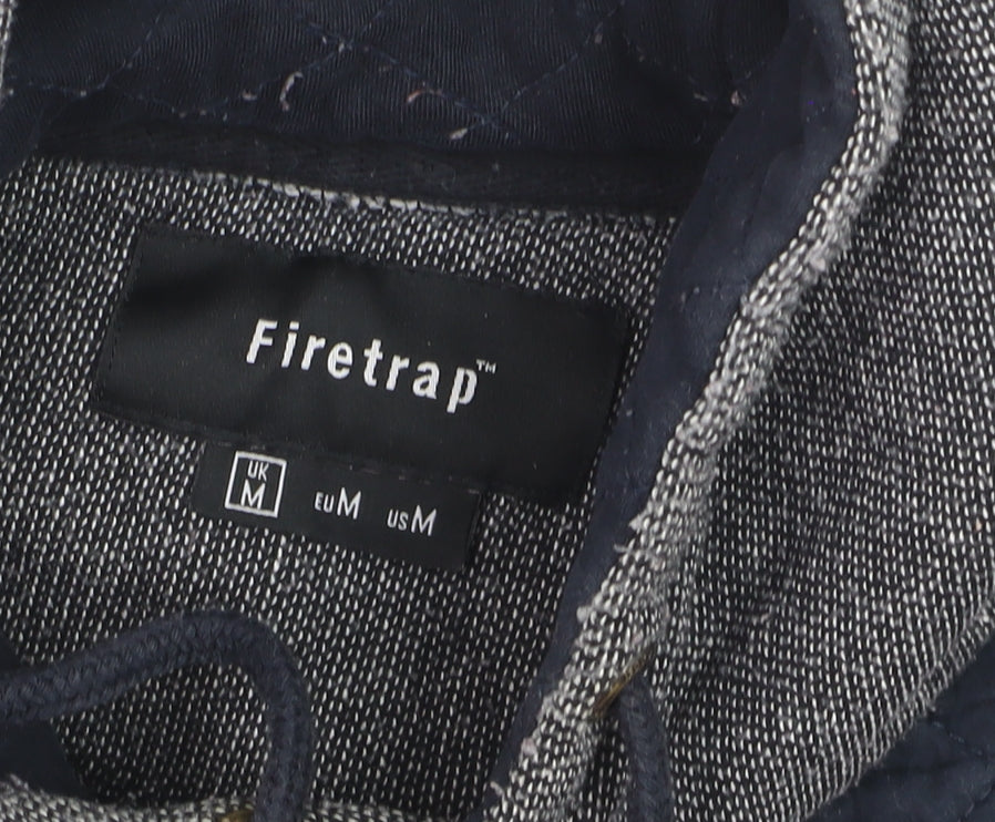 Firetrap Men's Grey Hooded Knit Jumper M Heavyweight Cotton Blend
