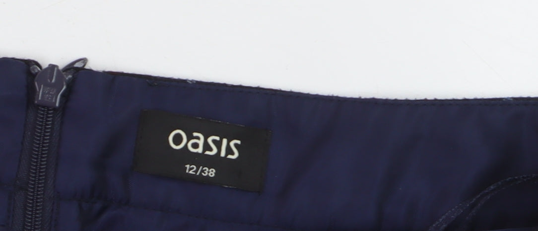 Oasis Women Black Checked A-Line Skirt Size 12