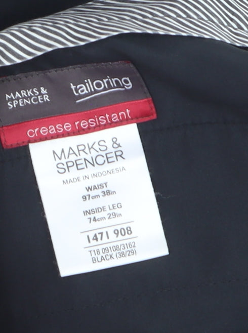 Marks & Spencer Men's Black Crease Resistant Dress Pants 38x29