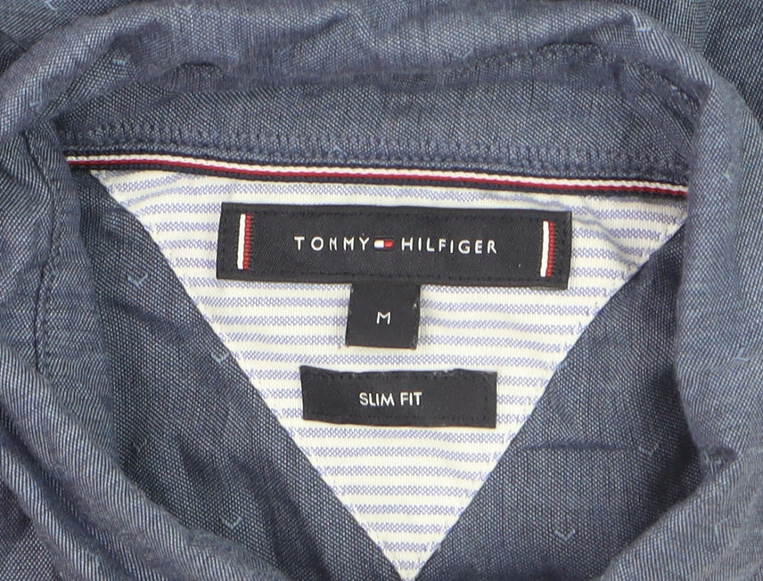 Tommy Hilfiger Men's Blue Slim Fit Button-Down Long Sleeve Shirt Size M