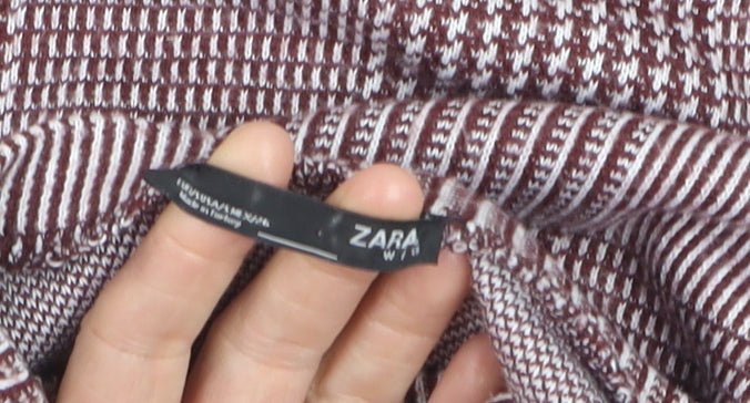 ZARA Women Brown Check Knit Pullover Jumper Size M