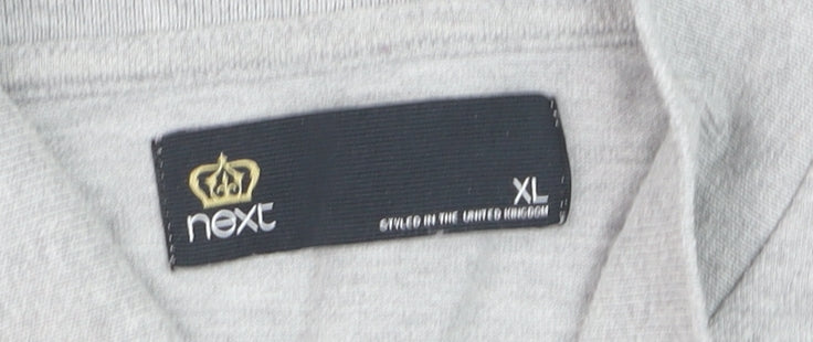 Next Men’s Grey Long Sleeve Polo Shirt XL Classic Fit