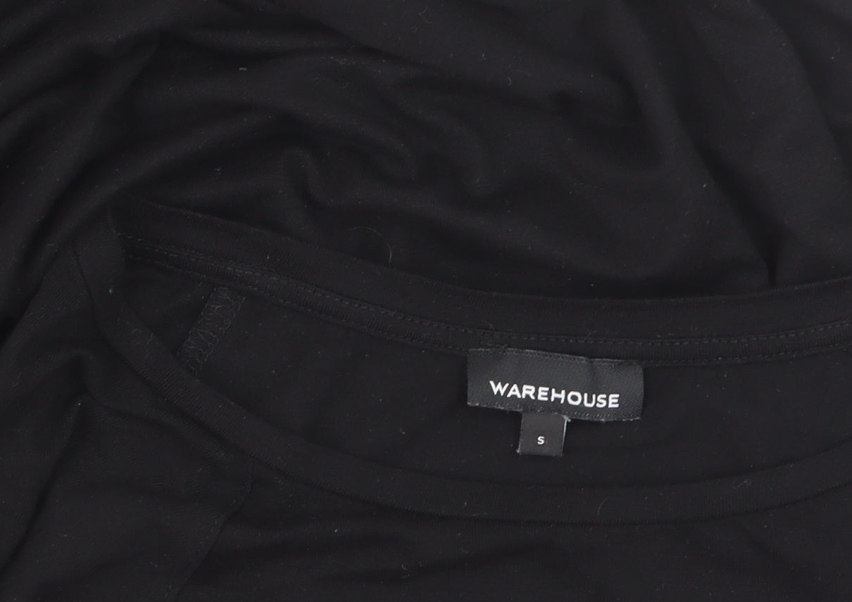 Warehouse Womens Black Short Sleeve Crew Neck Stretch T-Shirt S