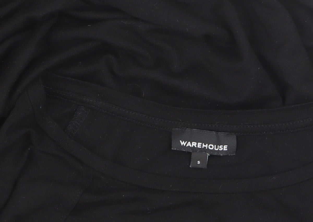 Warehouse Womens Black Short Sleeve Crew Neck Stretch T-Shirt S