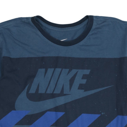 Nike Men's Blue Graphic Print Crew Neck Athletic T-Shirt Medium