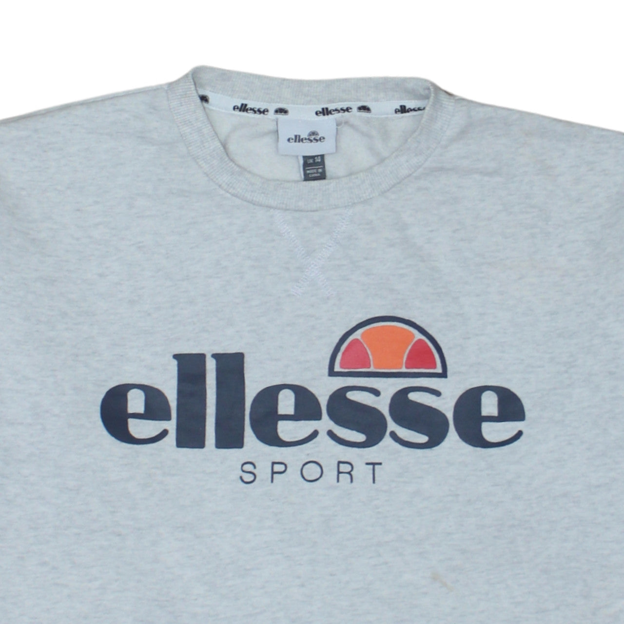 Ellesse Men's Grey Pullover Sweatshirt M Crew Neck Graphic Logo