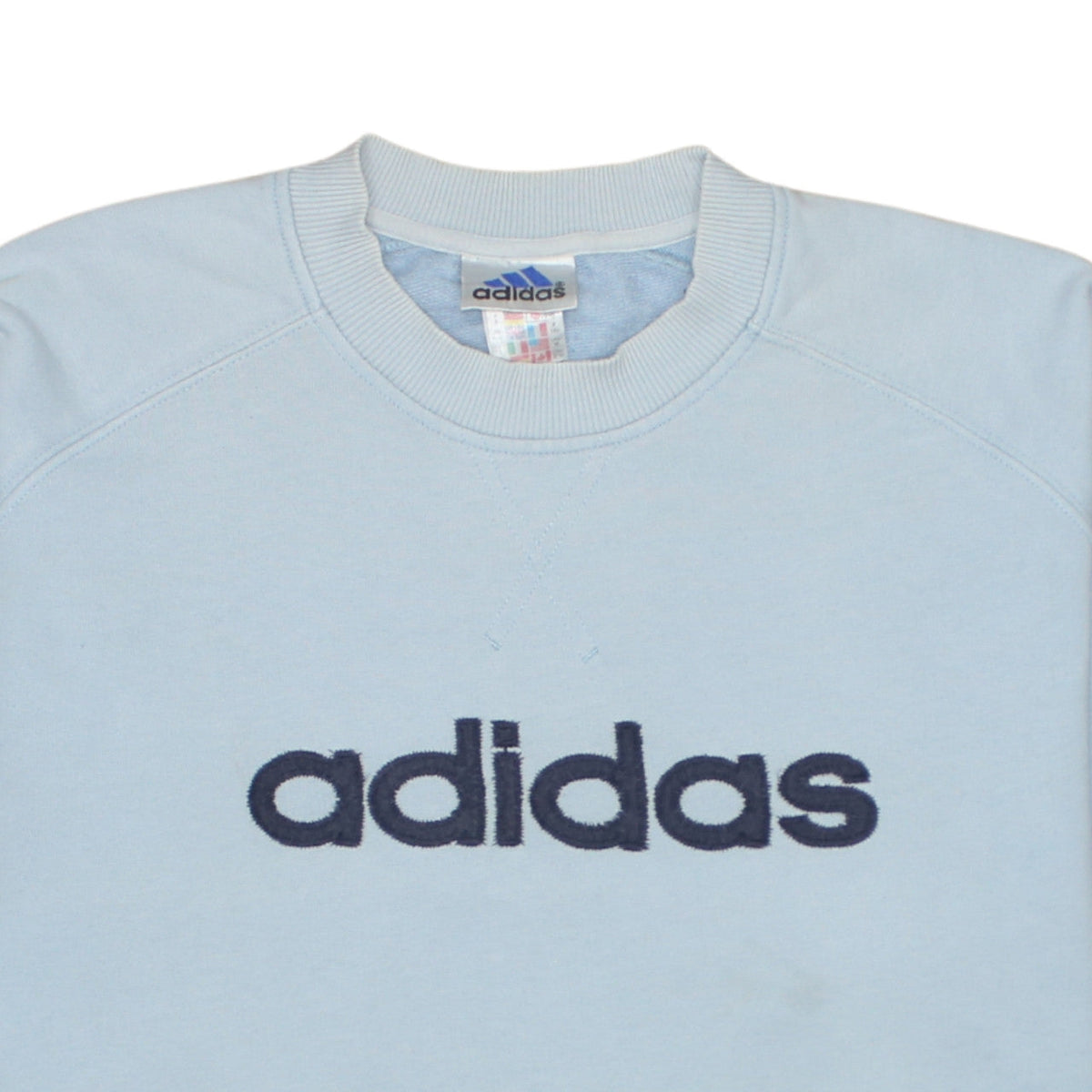 Adidas Men's Blue Embroidered Logo Crew Neck Sweatshirt M