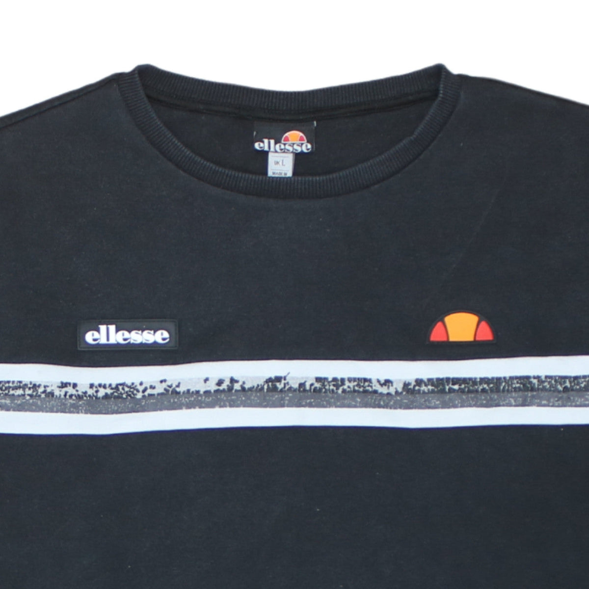 Ellesse Men's Black L Pullover Sweatshirt Logo Crew Neck