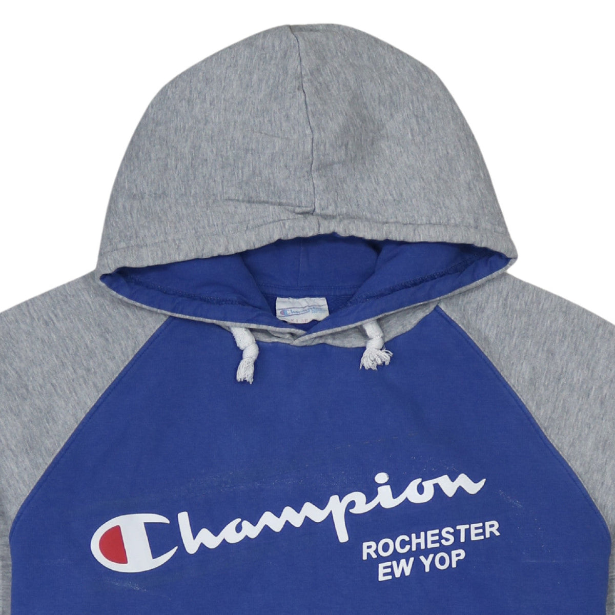 Champion Men's Blue & Grey Pullover Hoodie XL Graphic Logo Sweatshirt