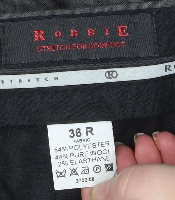 Robbie Mens Grey 36R Classic Fit Wool Blend Dress Trousers