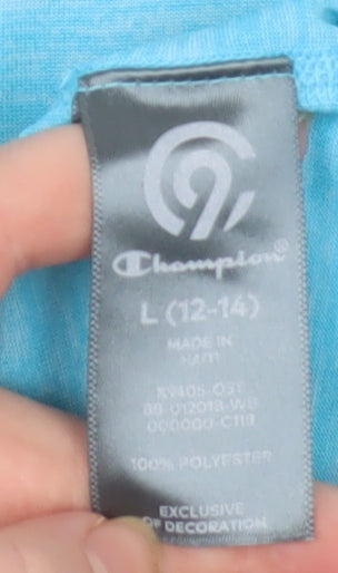 Champion Blue Long Sleeve Polyester Activewear Top L Teen
