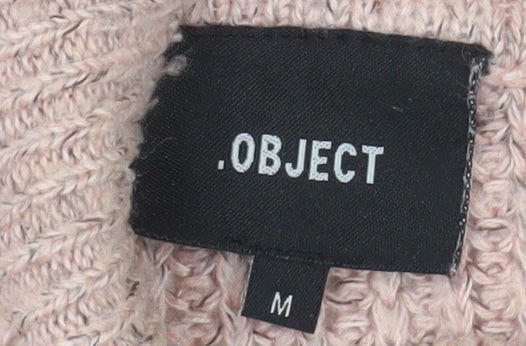 OBJECT Women's Pink Chunky Knit Roll Neck Jumper Size M