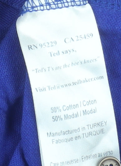 Ted Baker Men's Blue Cotton Modal Polo Shirt Size 6 XL