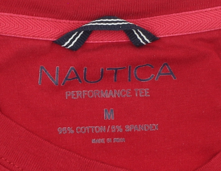 Nautica Men's Red Short Sleeve Cotton Stretch Pocket T-Shirt Size M
