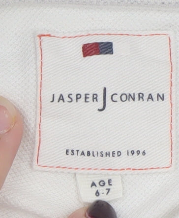 Jasper Conran Boys White Polo Shirt 6-7 Years Short Sleeve Casual Top