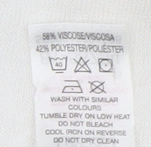 Dunnes Womens Ivory V-Neck Short Sleeve T-Shirt Size S