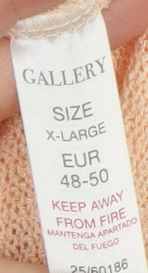 Gallery Womens Beige XL Relaxed Knit Short Sleeve Jumper
