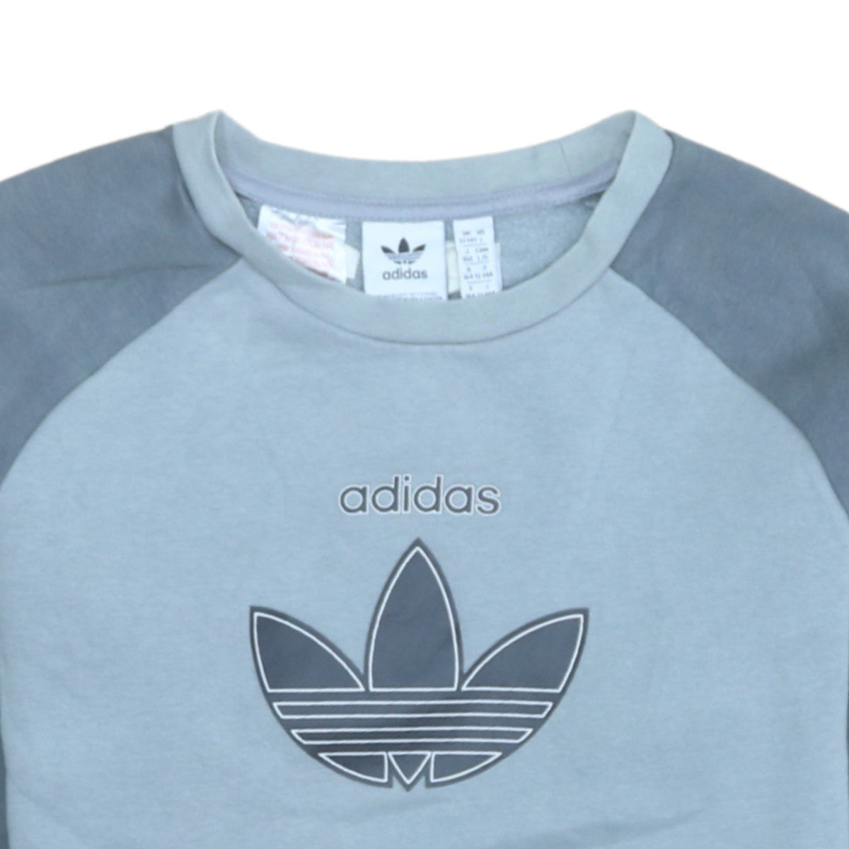 adidas Boys Grey Colourblock Pullover Sweatshirt 13-14 Years
