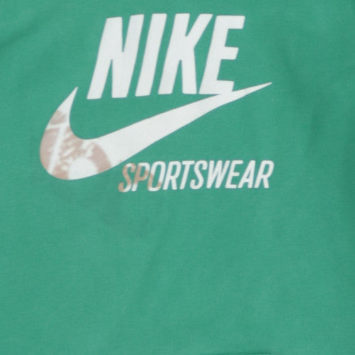 Nike Womens Green Pullover Hoodie UK 12/14 Sportswear Logo Sweatshirt