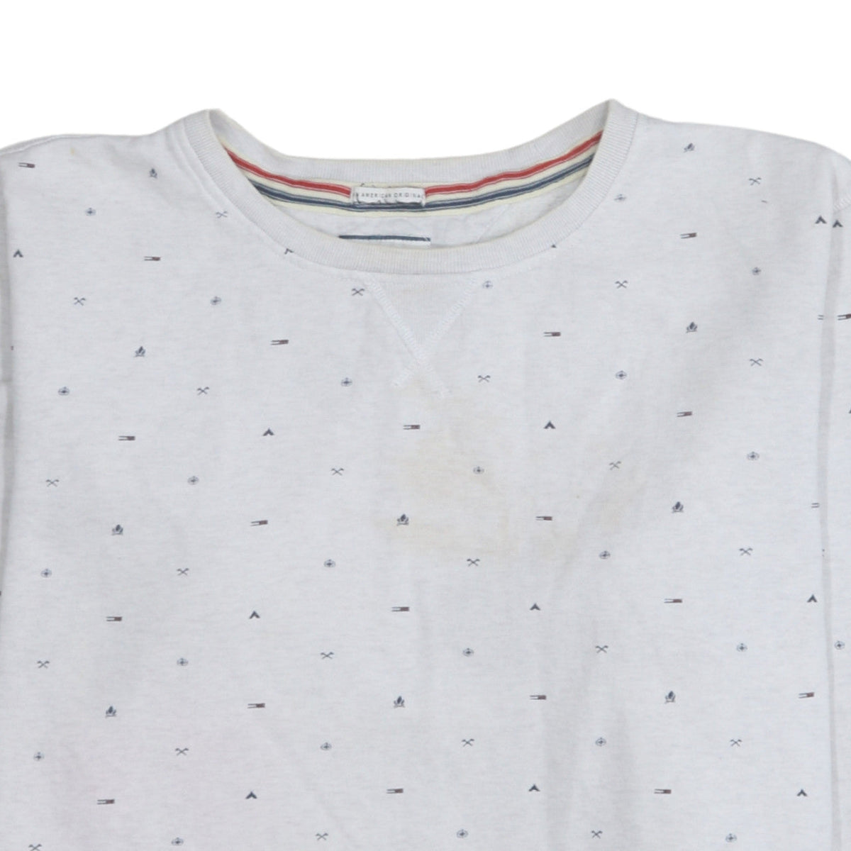 Hilfiger Denim Mens White XL Pullover Sweatshirt Classic Crew Neck