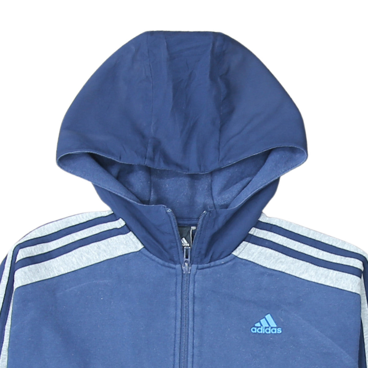 Adidas Boys Blue Full Zip Hoodie Size 13 Years Logo Sportswear